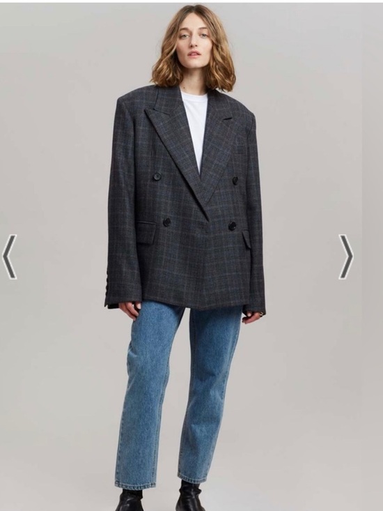 The Frankie Shop Jackets & Blazers - The Frankie Shop C’Noir Danae Check Oversized Double Breasted Blazer One Size
